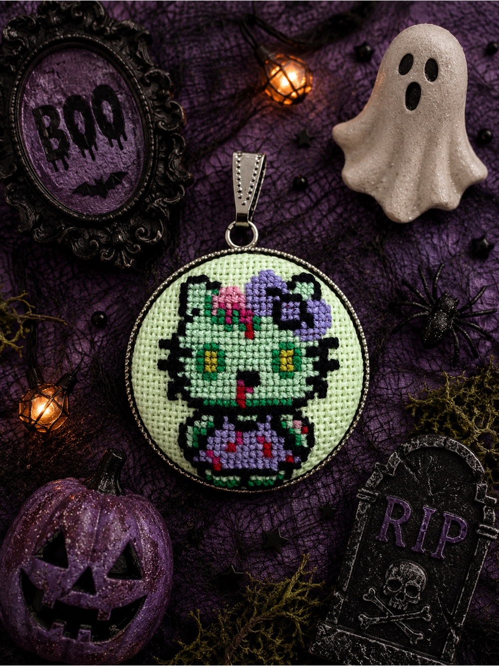 Zombie Hello Kitty Necklace handmade